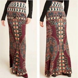 Farm Rio Anthropologie Boho Mixed Print Maxi Skirt